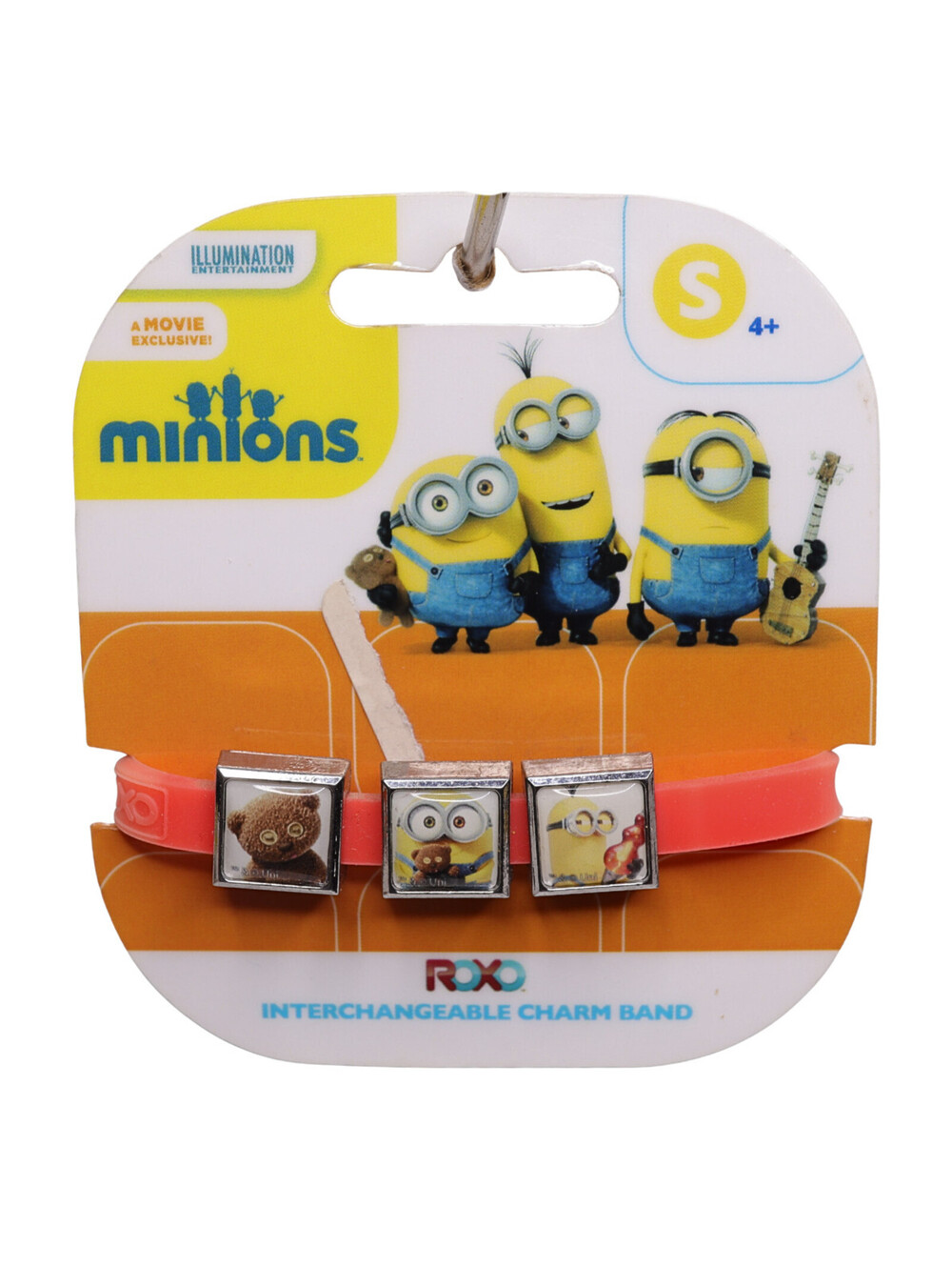 new Minions Interchangeable Orange Triple Charm Band With 3 Charms Small On Card